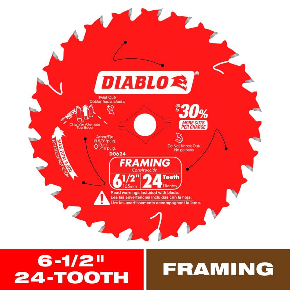 DIABLO 6-1/2in. x 24-Teeth Framing Circular Saw Blade for Wood (1)