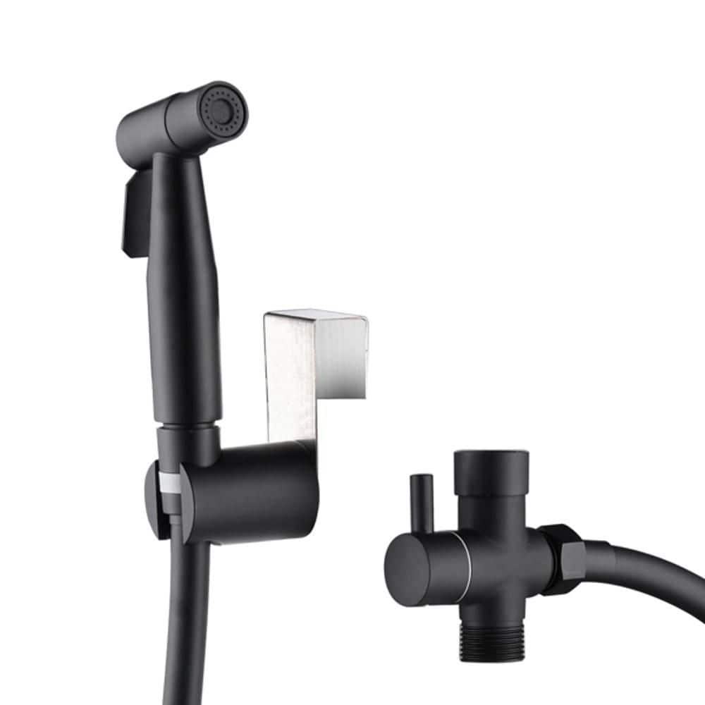 Helhom Handheld Toilet Sprayer 1-Handle Bidet Faucet with Sprayer Gun, Hose, Wall Mount Holder & T-Valve Diverter in Black (1)