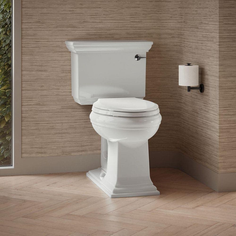 KOHLER Memoirs 12 in. Rough In 2-Piece 1.28 GPF Single Flush Elongated Toilet in White Seat Not Included (1)