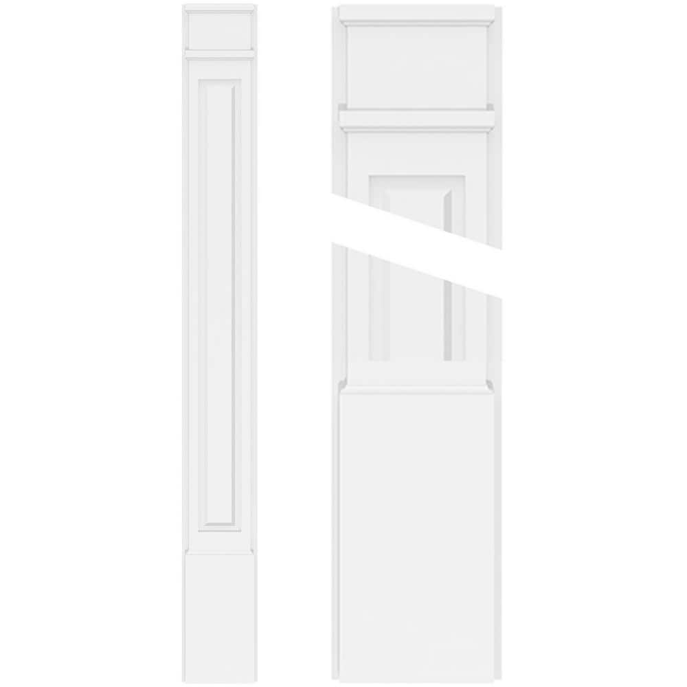 Ekena Millwork 2 in. x 5 in. x 90 in. Raised Panel PVC Pilaster Moulding with Decorative Capital and Base (Pair) (1)