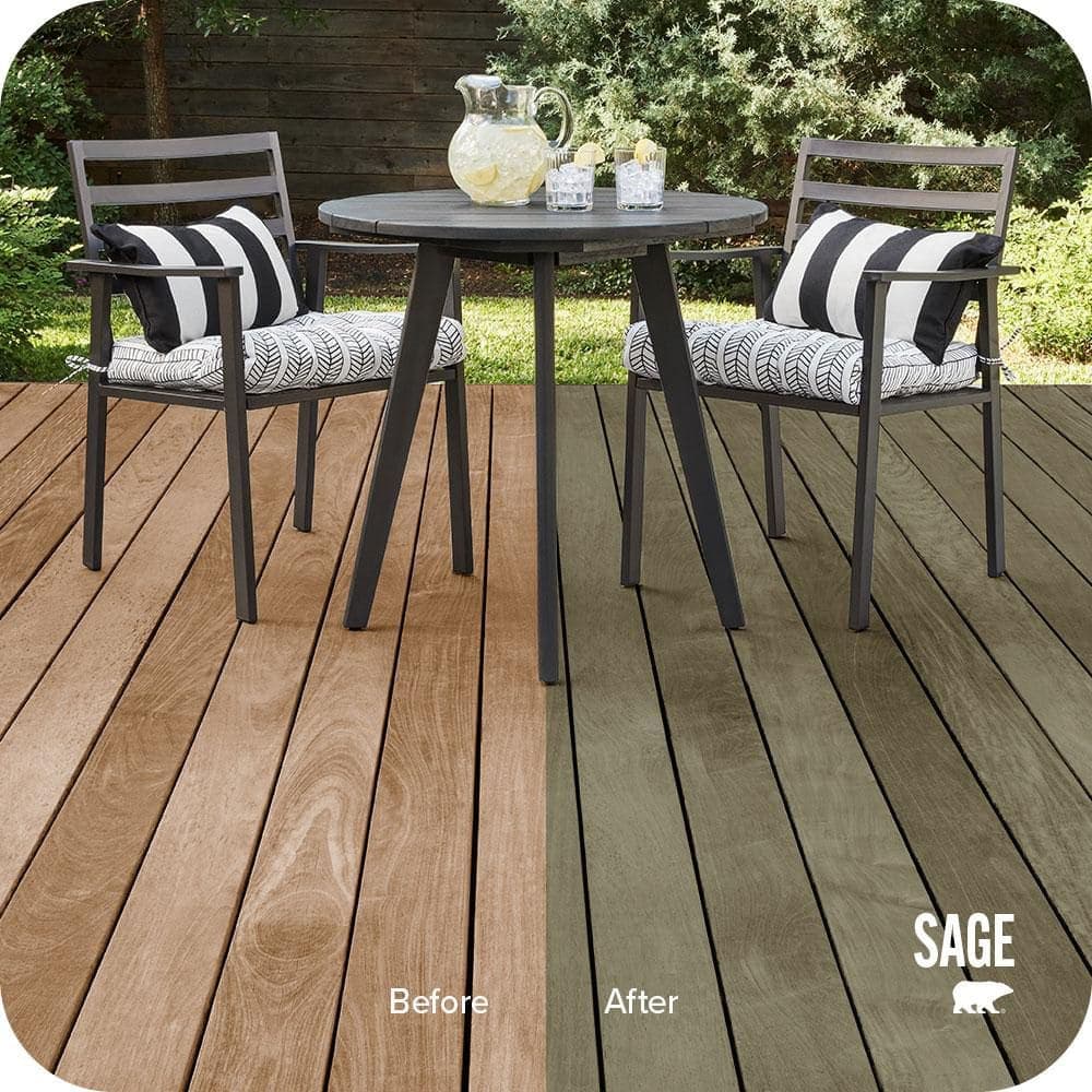 BEHR PREMIUM 1 gal. #ST-151 Sage Semi-Transparent Waterproofing Exterior Wood Stain and Sealer (2)