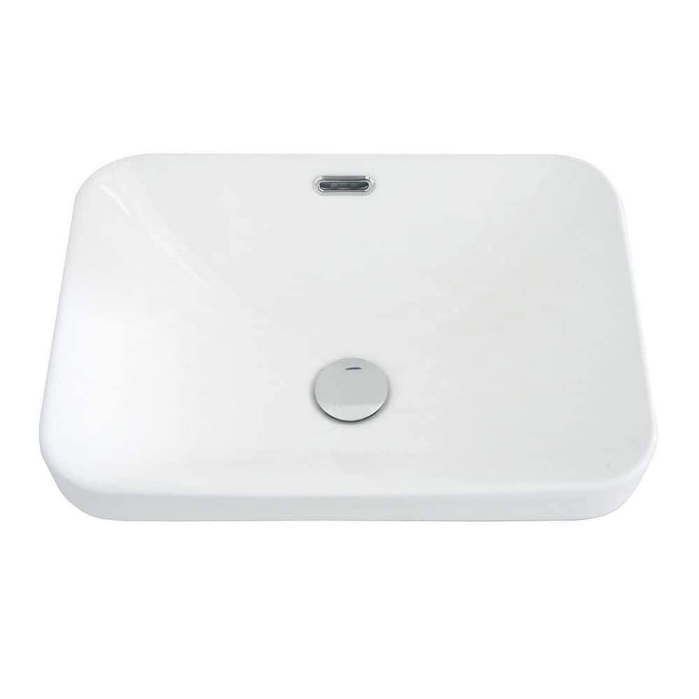 LIVACA 18.12 in. 14.58 in. Drop-In Bathroom Sink in Gloss White Ceramic with Easy-Clean Glossy Finish (1)