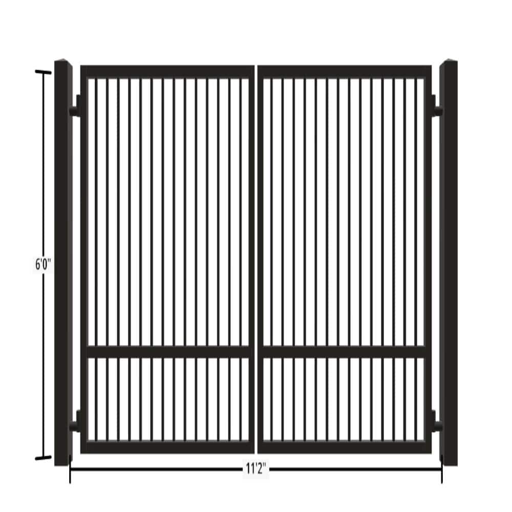Unbranded Driveway Gate — Swing, Center, Square, Single, Black — 134"W x 72"H (1)