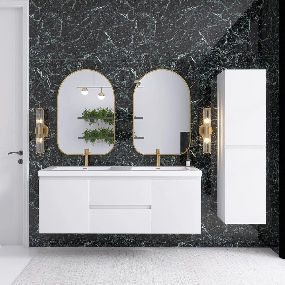JimsMaison 60 in. W x 20 in. D x 23 in. H Bathroom Storage Wall Cabinet in White (1)