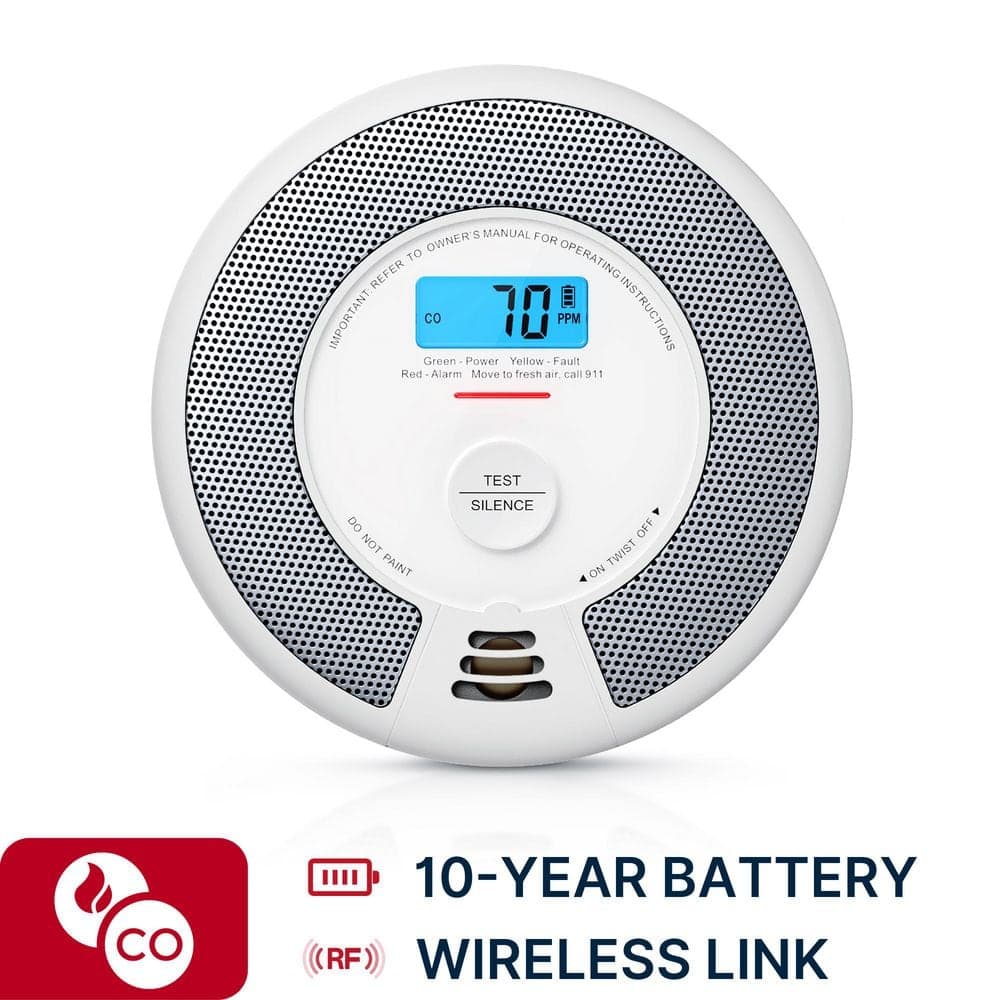 X-SENSE 10-Year Wireless Interconnected Smoke and CO Alarm with Display and LED Light Pack SC07-W
