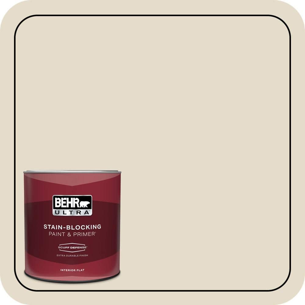 BEHR ULTRA 1 qt. #PWL-90 Abstract White Extra Durable Flat Interior Paint & Primer