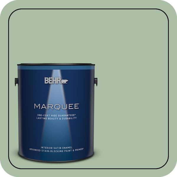BEHR MARQUEE 1 gal. #S400-4 Azalea Leaf One-Coat Hide Satin Enamel Interior Paint & Primer (2)