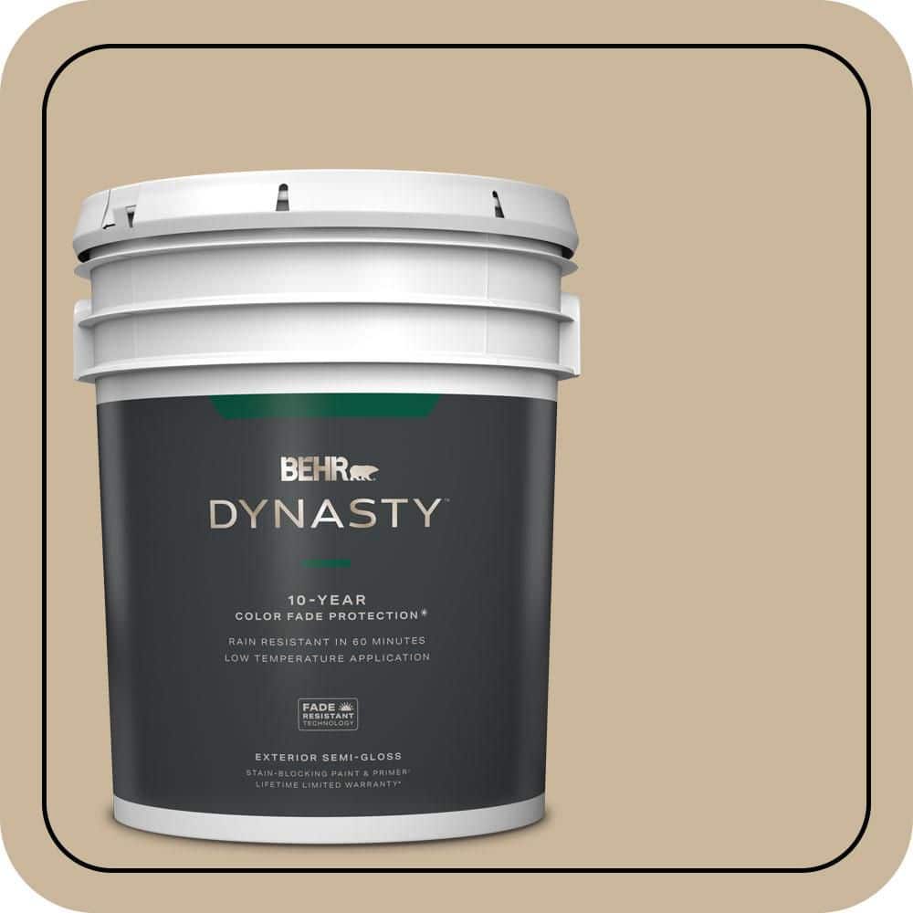 BEHR DYNASTY 5 gal. #MQ2-21 Elemental Tan Semi-Gloss Enamel Exterior Stain-Blocking Paint & Primer