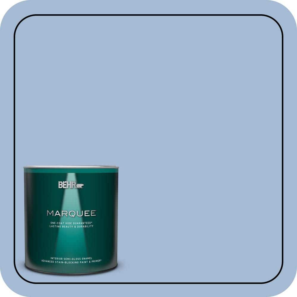 BEHR MARQUEE 1 qt. #M530-3 Perennial Blue One-Coat Hide Semi-Gloss Enamel Interior Paint & Primer