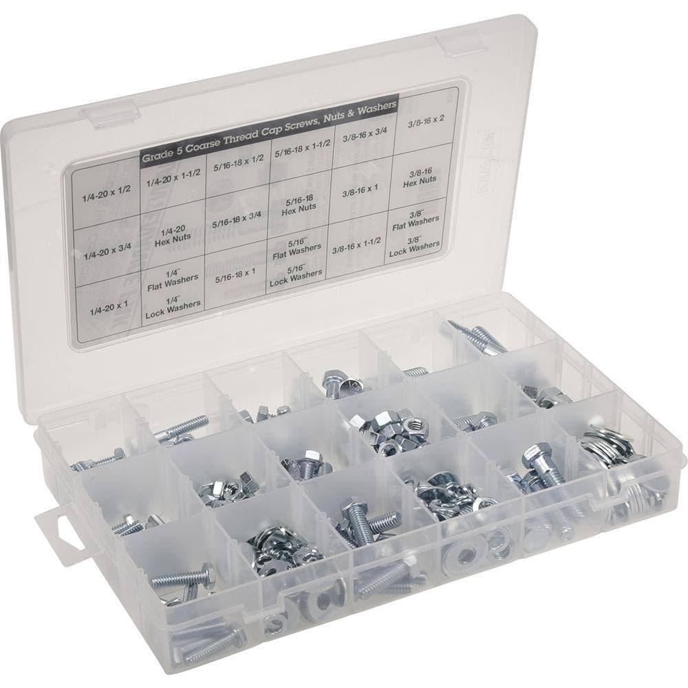 Hillman Zinc Grade 5-Hex Head Cap Screw with Nuts and Washers Assorted Kit (348-Pack) (2)