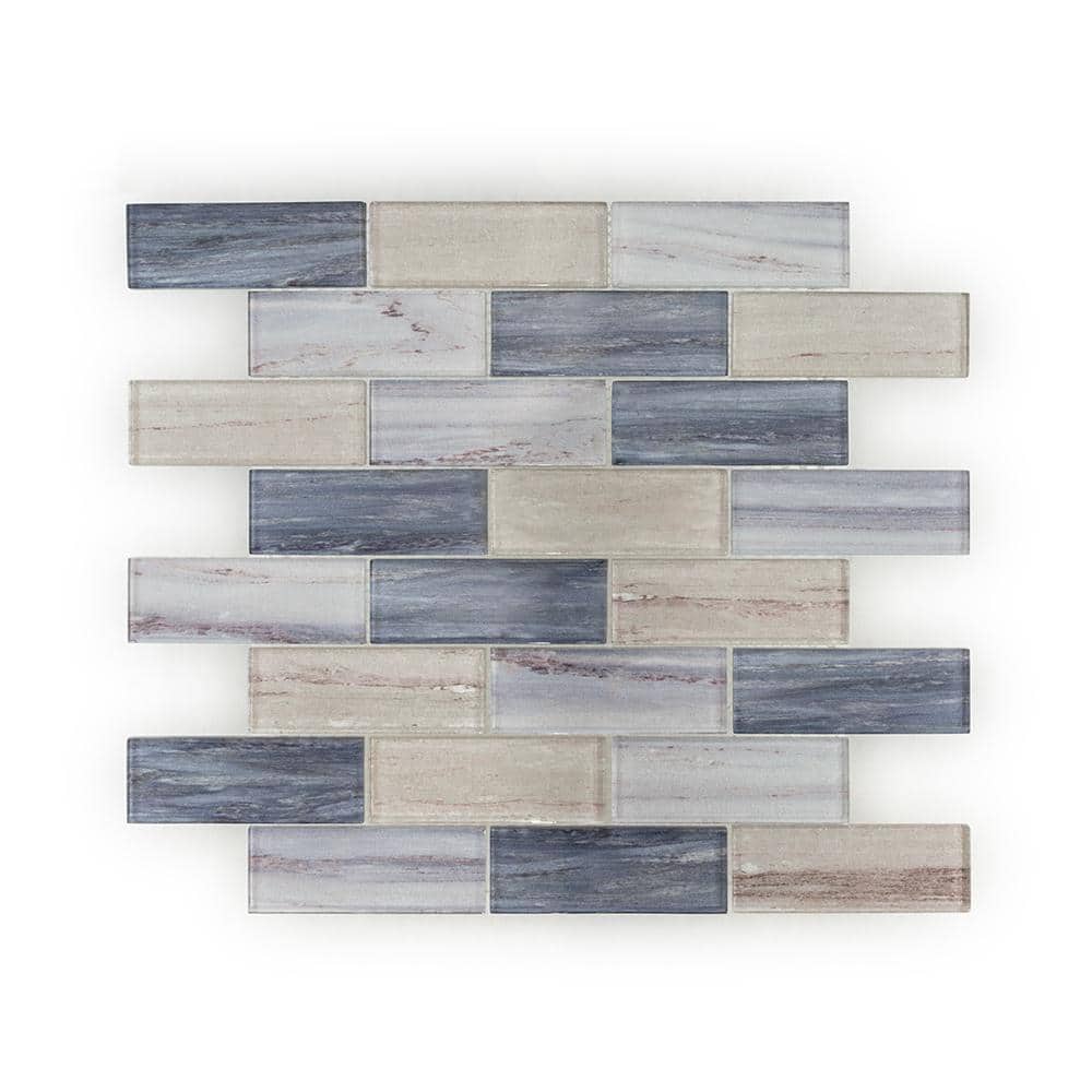 Jeffrey Court New Moon Blue 11.875 in. x 11.625 in. Interlocking Glossy Glass Mosaic Tile (0.958 sq. ft./Each) (2)
