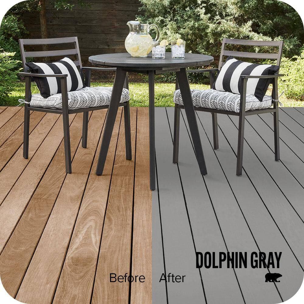 BEHR PREMIUM 1 qt. #HDC-NT-10A Dolphin Gray Solid Color Waterproofing Exterior Wood Stain and Sealer (2)