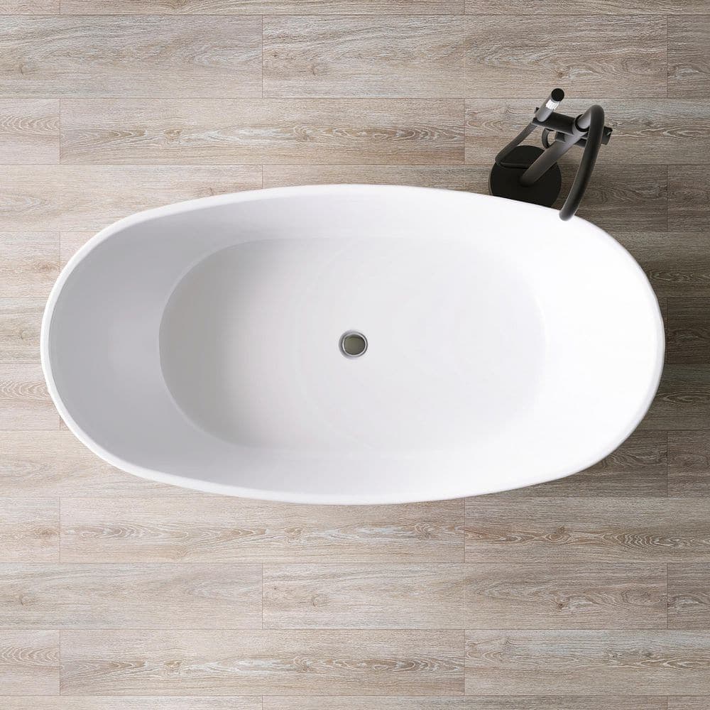 MEDUNJESS Cyrina 60 in. x 32 in. Acrylic Flatbottom Freestanding Soaking Bathtub in White (3)