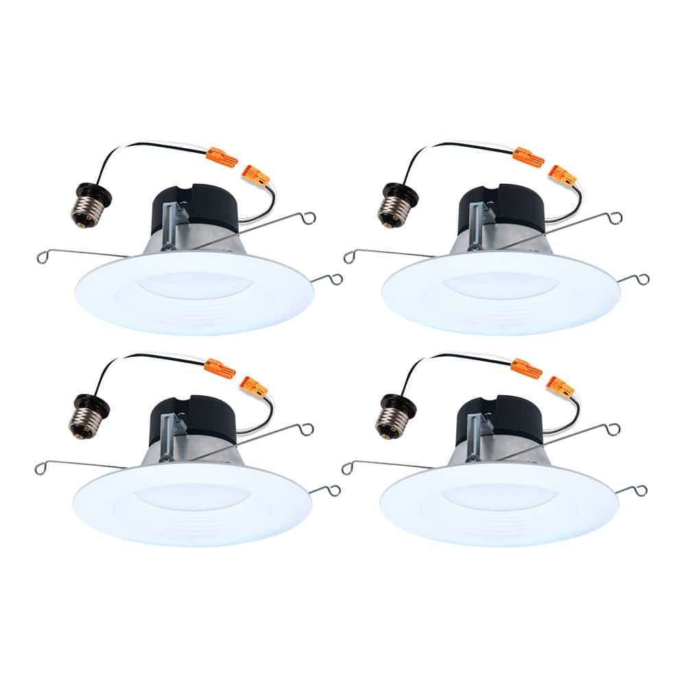 HALO 4-pack LT 5/6 in. Adjustable Integrated LED Recessed Light Trim Retrofit Module with Baffle Trim 5CCT 750lm (2)