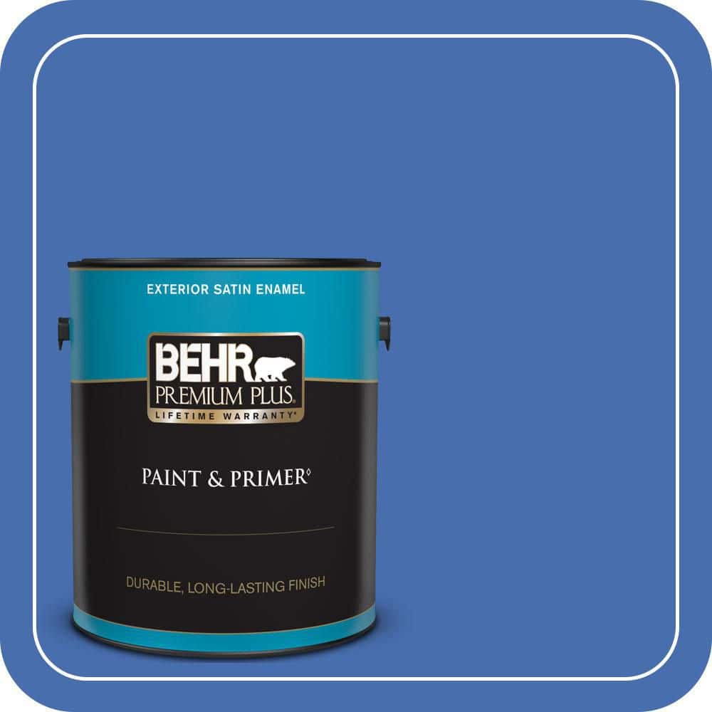BEHR PREMIUM PLUS 1 gal. #PPU15-05 New Age Blue Satin Enamel Exterior Paint & Primer (1)