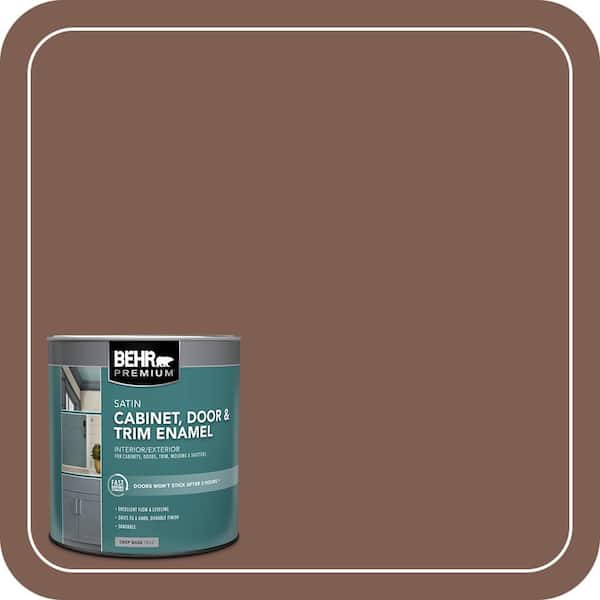 BEHR PREMIUM 1 qt. #N160-6 Spanish Chestnut Satin Enamel Interior/Exterior Cabinet, Door & Trim Paint (2)