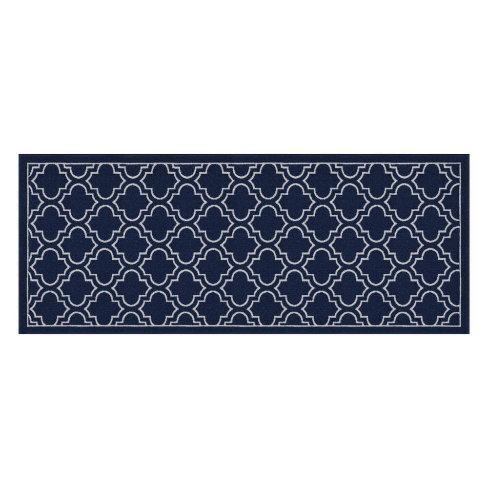 TrafficMaster Trellis Navy 2 ft. x 5 ft. Non-Slip Indoor Door Mat (2)
