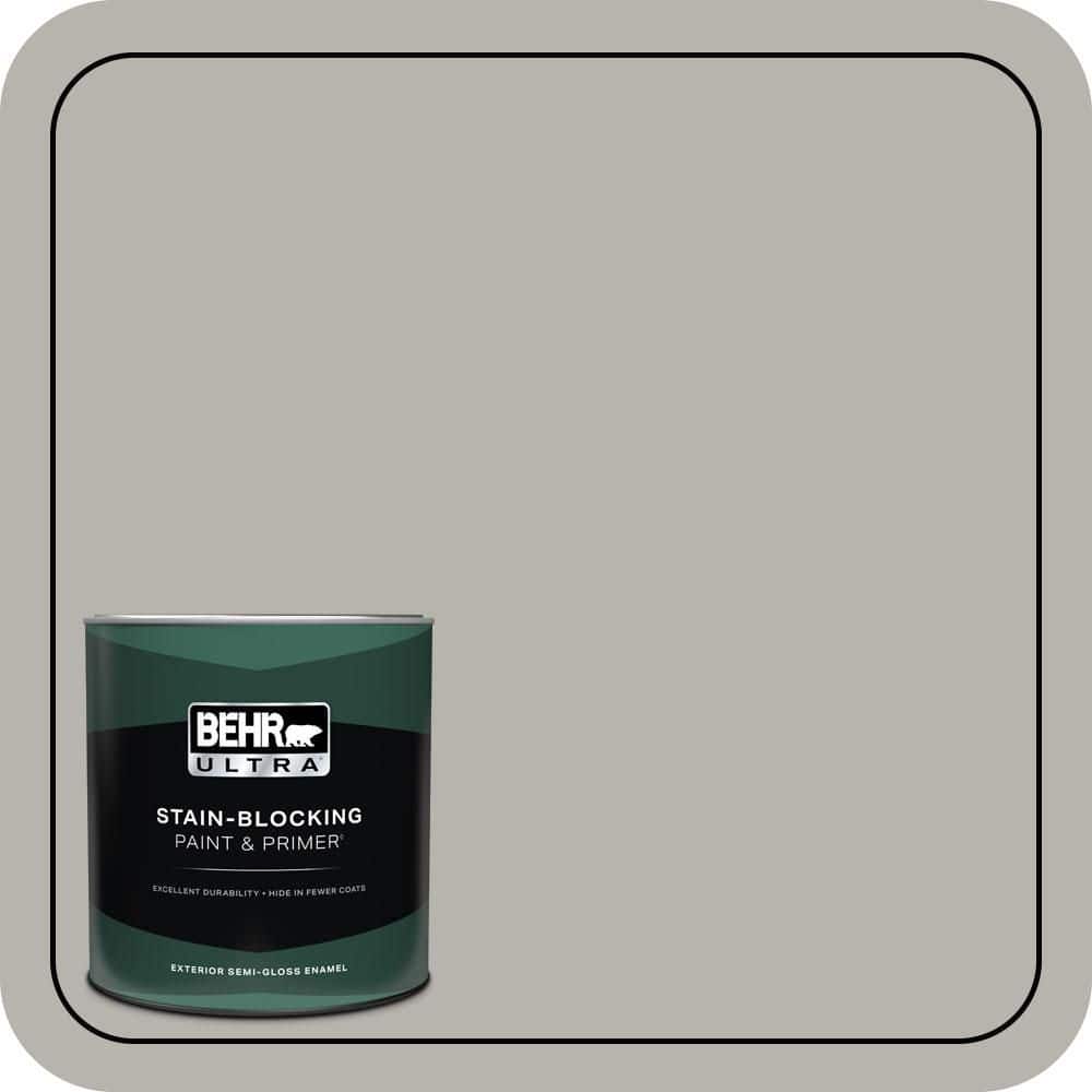 BEHR ULTRA 1 qt. #PPU24-11 Greige Semi-Gloss Enamel Exterior Paint & Primer