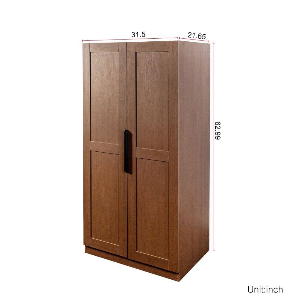 XUJMK 32 in W x 22 in D x 63 in H Linen Cabinet, Kitchen Pantry Cabinet, Buffet Cupboards Sideboard with Doors,Shelves, Walnut (2)