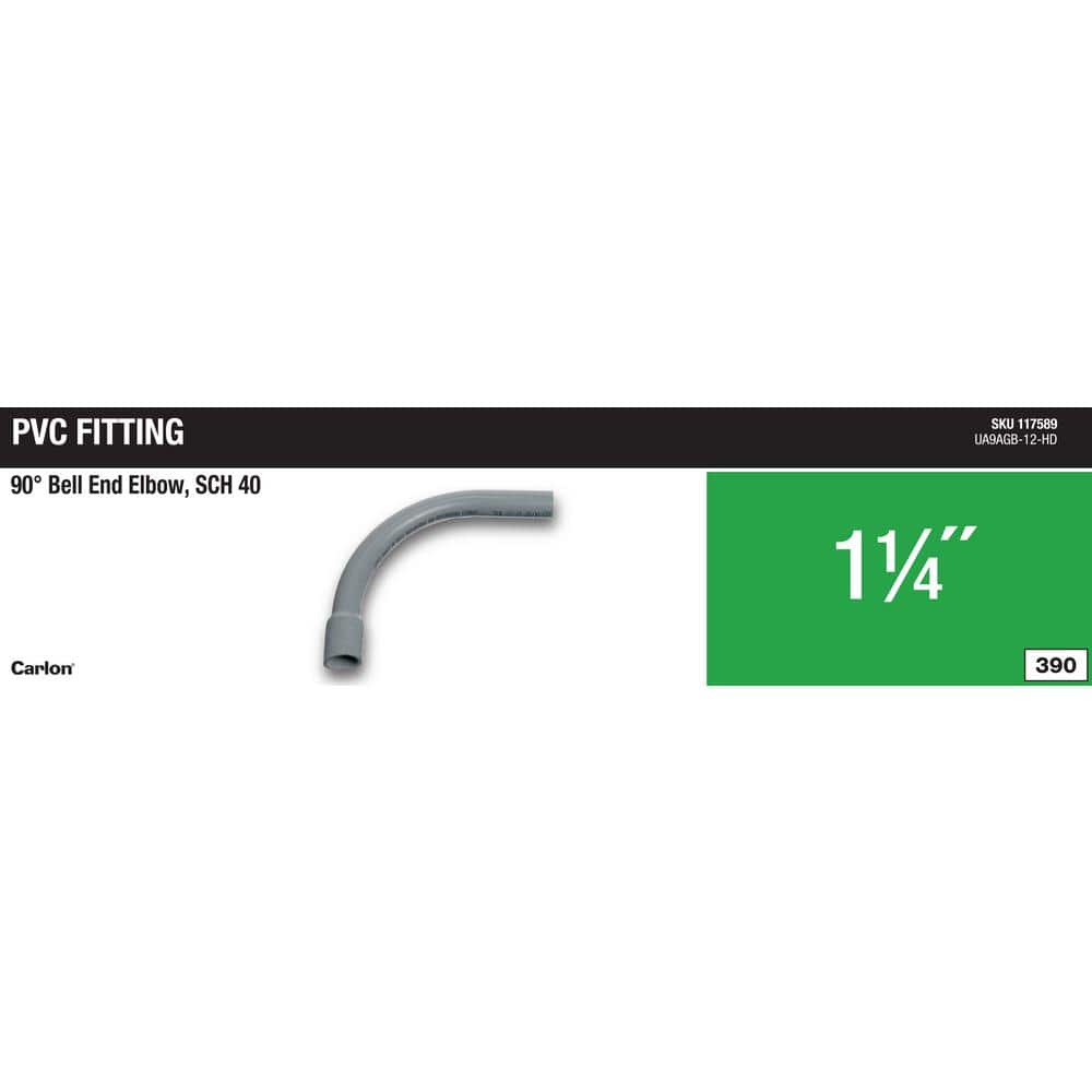 Carlon 1-1/4 in. 90° Schedule 40 Standard Radius Electrical Belled End Elbow (UA9AGB-12-HD) (2)