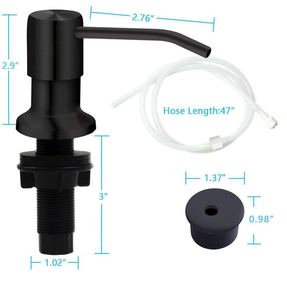 Wudkey Black Soap Dispenser for Kitchen Sink, Sink Soap Dispenser, 47 in. Extension Tube kit, Under Sink Soap Dispenser Pump (2)