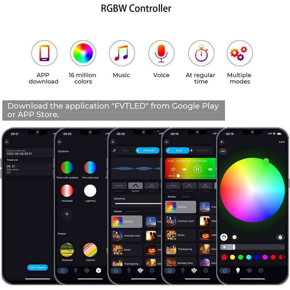 Afoxsos LED RGBW Deck Lights Kit 20 Pcs 1.22 Inch Recessed WiFi Smartphone Control Outdoor Waterproof Black (3)