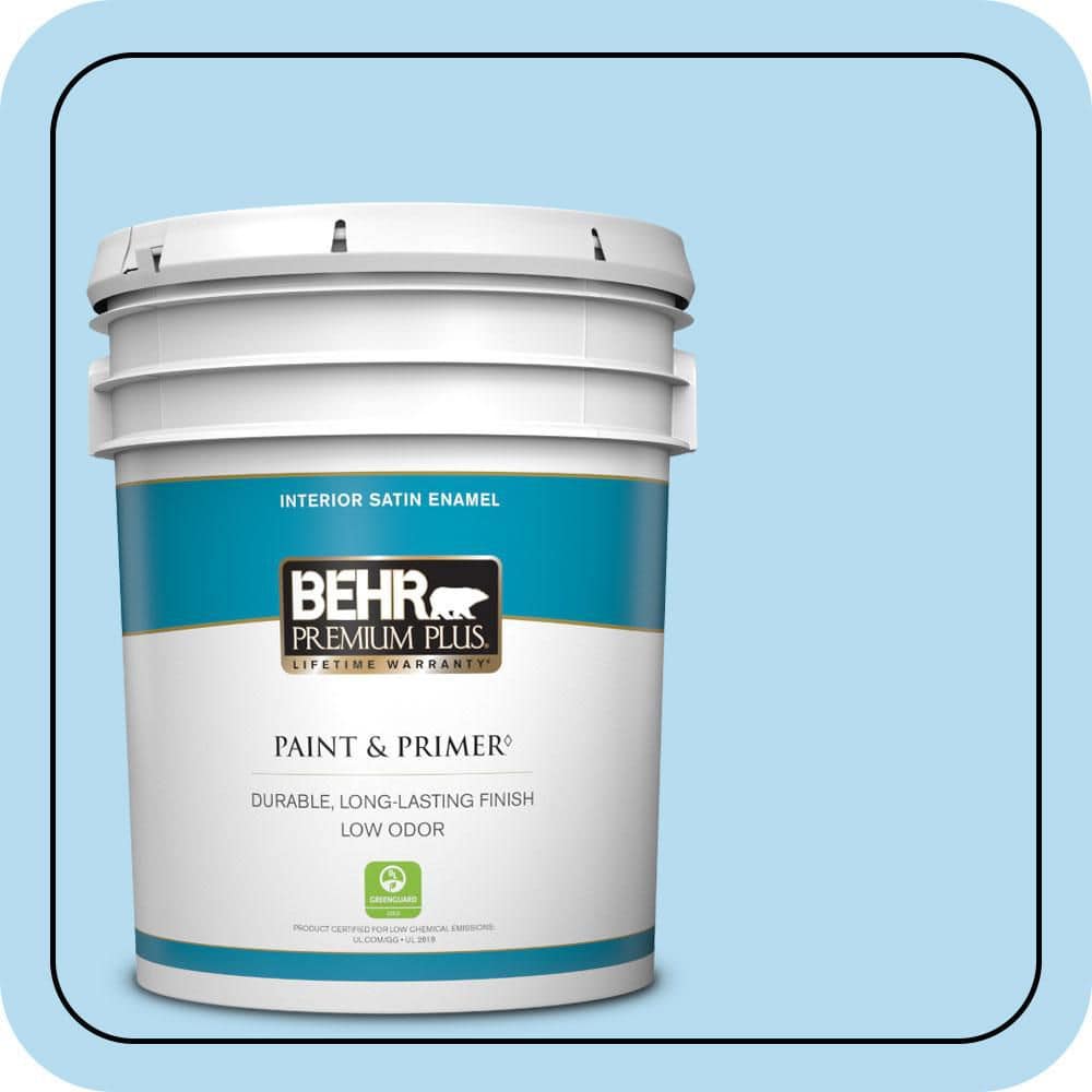BEHR PREMIUM PLUS 5 gal. #P500-2 Seashore Dreams Satin Enamel Low Odor Interior Paint & Primer