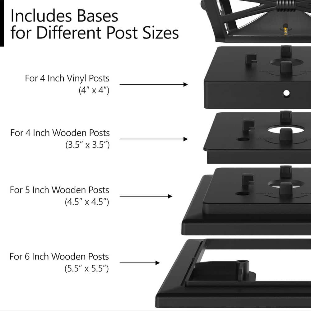 Afoxsos Solar Outdoor Post Cap Lights Slate Black for 4x4 5x5 6x6 Posts Bright LED Light Cordless Design 4-Pack (3)