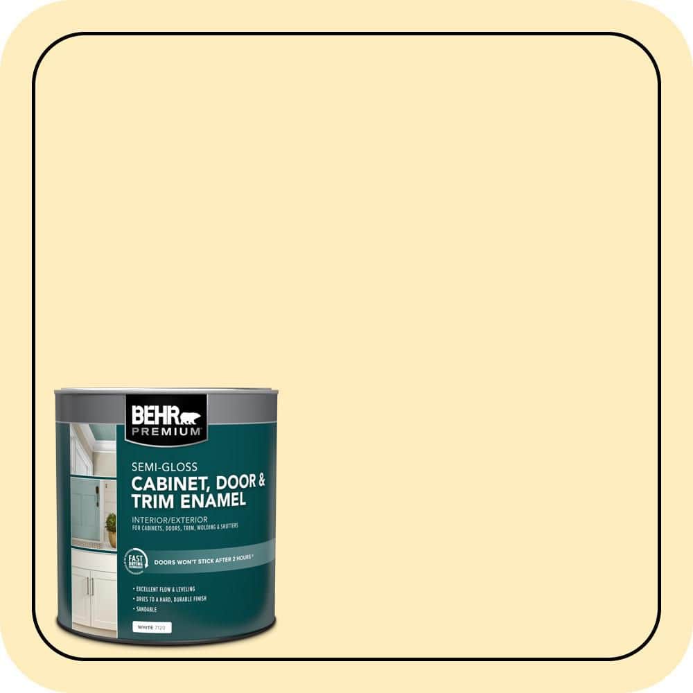 BEHR PREMIUM 1 qt. #P290-1 Soft Buttercup Semi-Gloss Enamel Interior/Exterior Cabinet, Door & Trim Paint