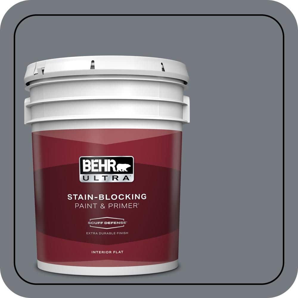 BEHR ULTRA 5 gal. #N510-5 Liquid Mercury color Extra Durable Flat Interior Paint & Primer