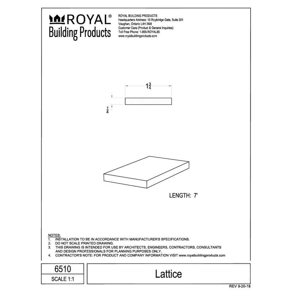 Royal Mouldings 6510 1/4 in. x 1 3/4 in. x 96 in. Finished PVC Composite White Lattice Moulding (1-Piece − 8 Total Linear Feet) (2)