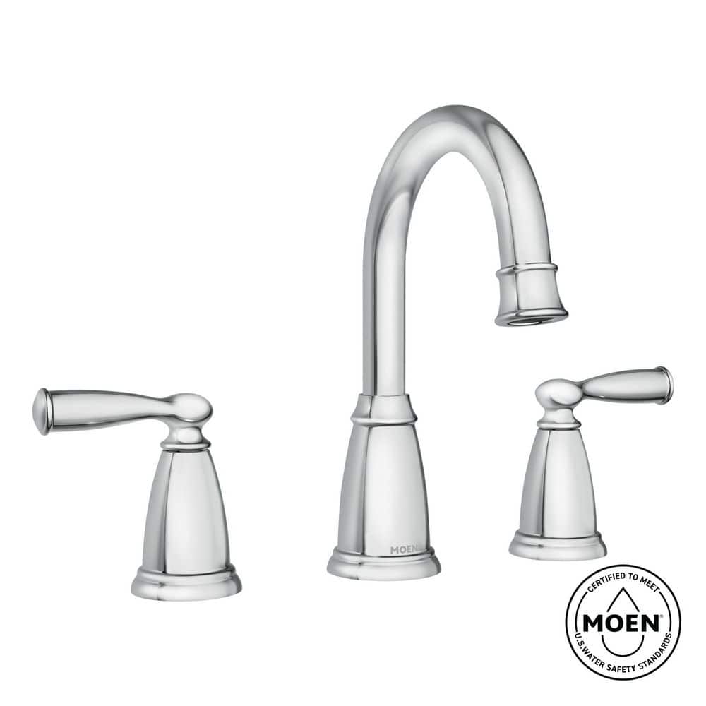 MOEN Banbury 8 in. Widespread Double Handle High-Arc Bathroom Faucet in Chrome (Valve Included)