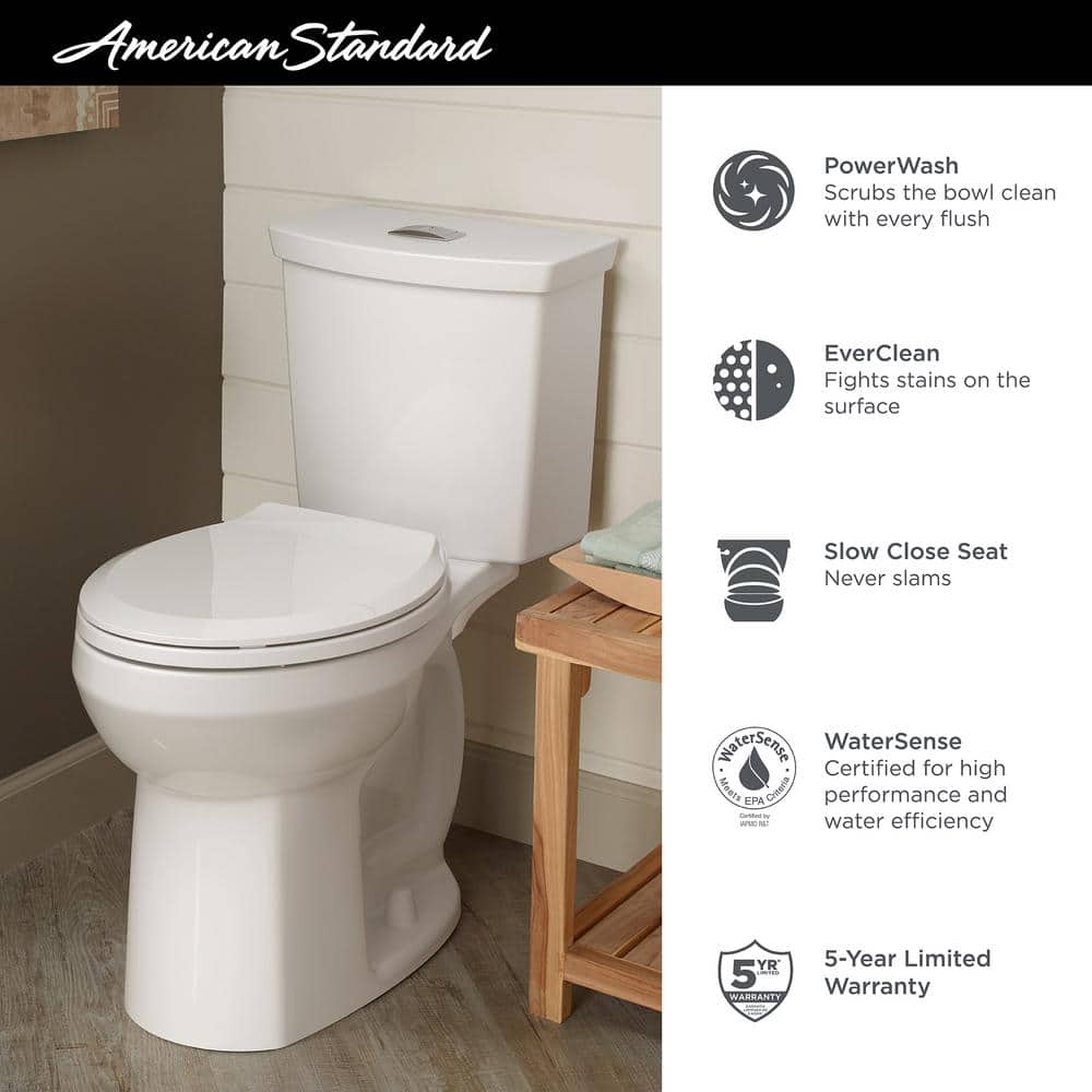 American Standard Cadet 3 2-Piece 1.0/1.6 GPF Dual Flush Elongated Toilet in White (3)