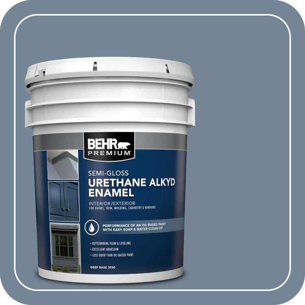 BEHR PREMIUM 5 gal. #570F-5 Skipper Urethane Alkyd Semi-Gloss Enamel Interior/Exterior Paint