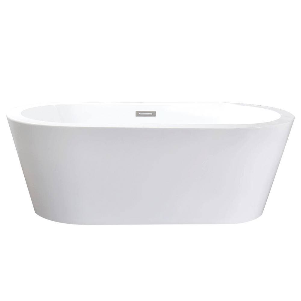 Lexora Lure 67 in. Freestanding Acrylic Flatbottom Soaking Bathtub in White (2)