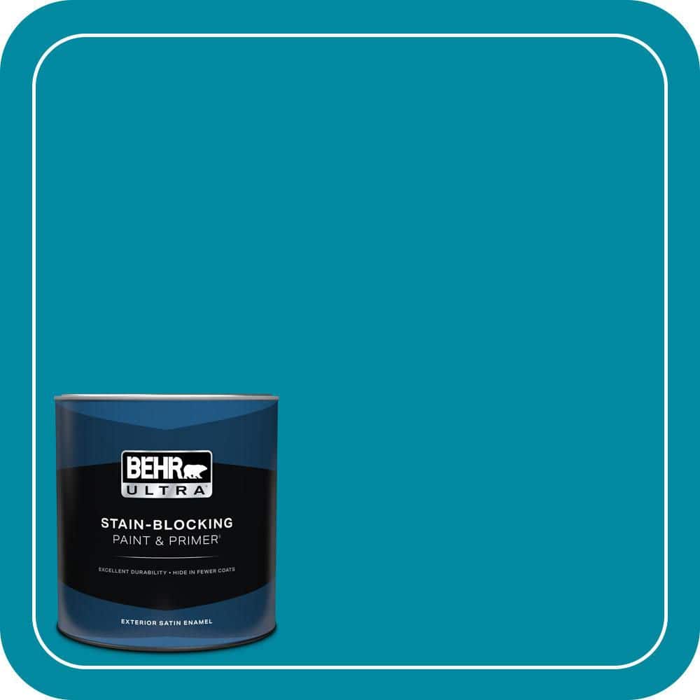 BEHR ULTRA 1 qt. #P480-6 Aruba Blue Satin Enamel Exterior Paint & Primer (1)