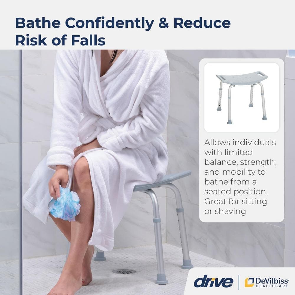 Adrinfly 19.5 in. Adjustable Shower Seat with Suction Feet for Inside Shower or Tub in Gray (2)