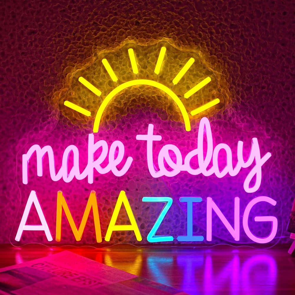 Afoxsos Sunrise Series Yellow Neon Light Inspirational Letter LED Wall Art Sign for Party Birthday Wedding Gym Cafe Home (3)