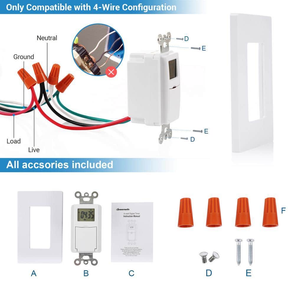 DEWENWILS Indoor in Wall Timer Switch for Light, 7 Day, 7 On/Off Settings, DST RDM Mode, Programmable Digital Switch Timer (3)