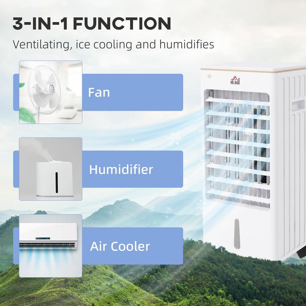 Tahanbath 200 CFM 21 in. Evaporative Air Cooler 3-in-1 Ice Cooling with Ice Packs, 60° Oscillation, 7. 5H Timer and Remote-White (3)
