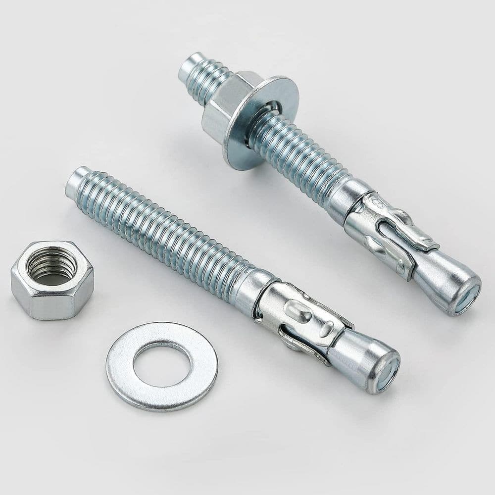 xinyoec 50-Piece 3/8 in. x 4 in. Standard Fasteners for Heavy-Duty Zinc Wedge Anchors for Cement and Concrete (3)