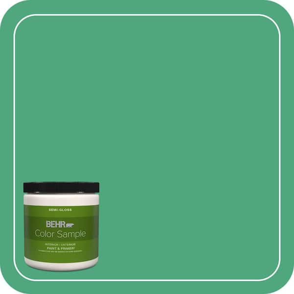 BEHR PREMIUM PLUS 8 oz. #P420-5 Shamrock Green Semi-Gloss Interior/Exterior Paint & Primer Color Sample (2)