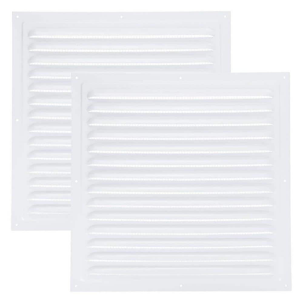 KIWDZFU 12 x 12 in. Aluminum Alloy Louvered Screen Mesh Vent Cover for Exterior Wall HVAC Kitchen Bathroom 2-Set (1)