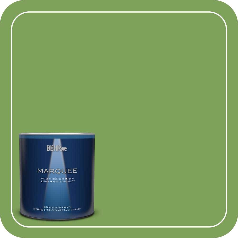BEHR MARQUEE 1 qt. #P380-6 Springview Green Satin Enamel Interior Paint & Primer