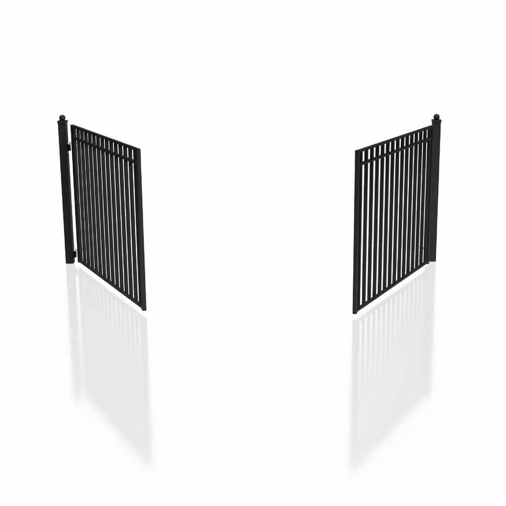 ALEKO Madrid 14 ft. x 6 ft. Black Steel Dual Driveway Fence Gate (3)