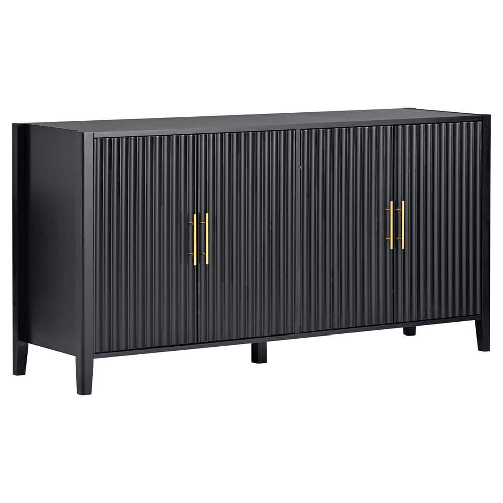 Unbranded 63.1 in. W 17.7 in. D 31.9 in. H MDF Board Linen Cabinet with 4 Doors and 2 Shelves (1)