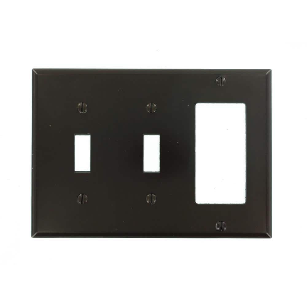 Leviton 3-Gang Brown 2-Toggle / 1-Decora/Rocker Plastic Standard Wall Plate (1-Pack) 80421 (2)