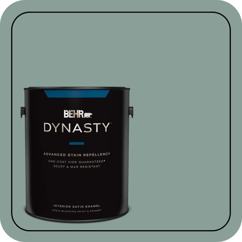 BEHR DYNASTY 1 gal. #480F-4 Mermaid Net Satin Enamel Interior Stain-Blocking Paint & Primer