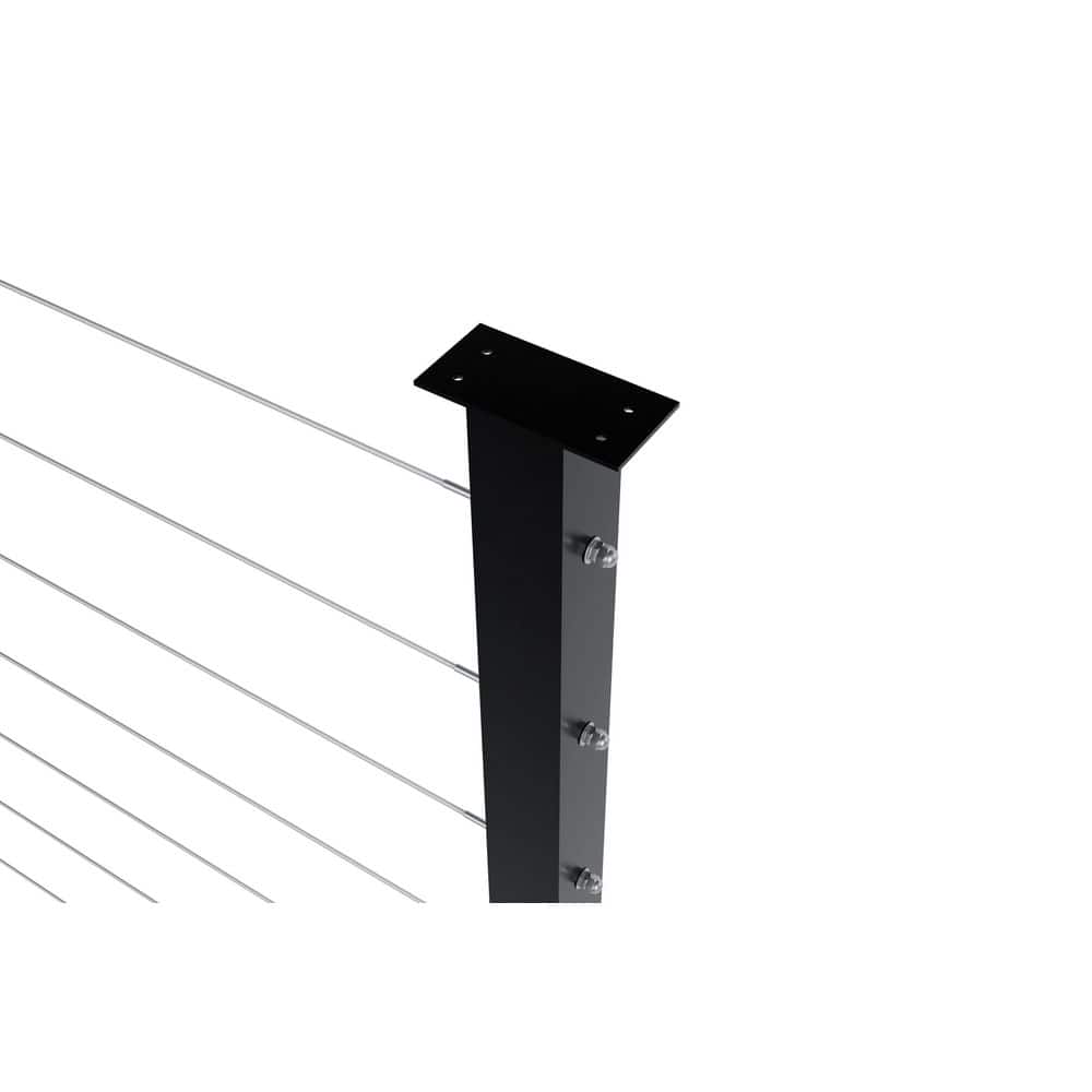 Maisy Railing 12 ft. Aluminum Surface Mounted Railing Post Kit with Stainless Steel Cable for Cable Railing System (3)
