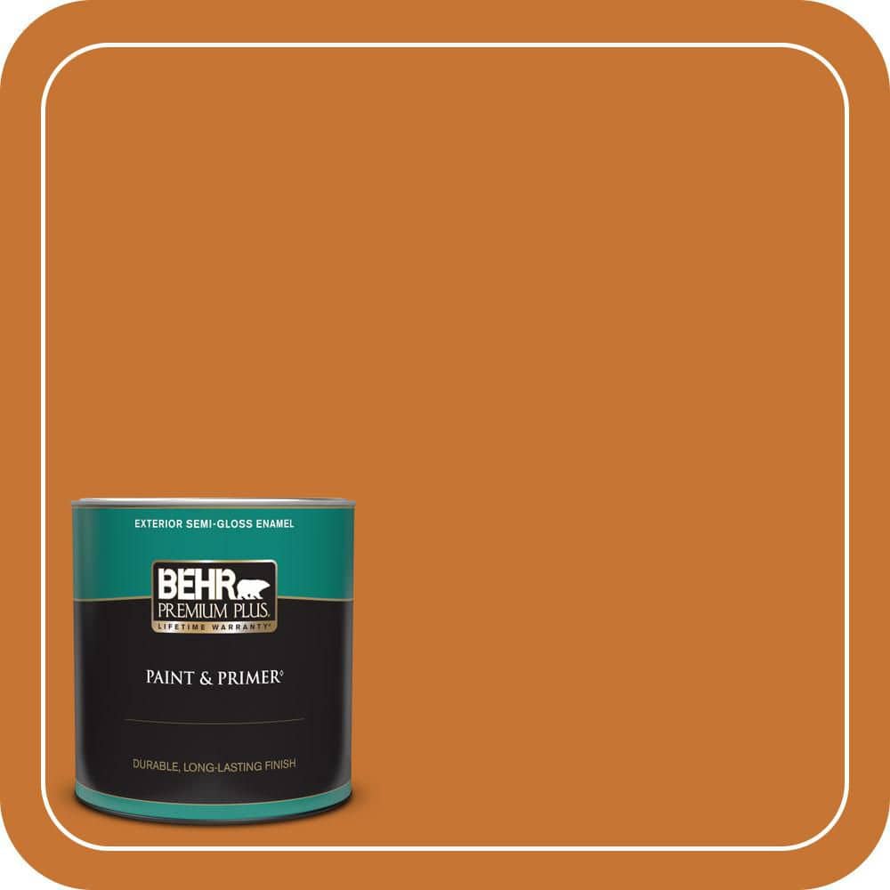 BEHR PREMIUM PLUS 1 qt. #S-H-270 October Semi-Gloss Enamel Exterior Paint & Primer